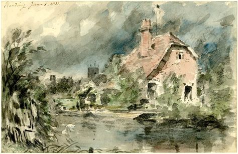 A cottage near Reading by John Constable Kim Constable, Cisf Constable, Constable Paintings, John Constable Paintings Landscapes, John Constable Paintings, John Constable Watercolour, John Constable, John Constable Salisbury Cathedral, Winslow Homer