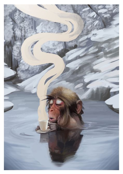 ArtStation - Monkey Coffee, Alberto Costa Animal Book Illustration, Digital Art Animals, Monkey Painting, Coffee Illustrations, Monkey Coffee, Monkey Drawing, Monkey Illustration, Coffee Artwork, Monkey Wallpaper