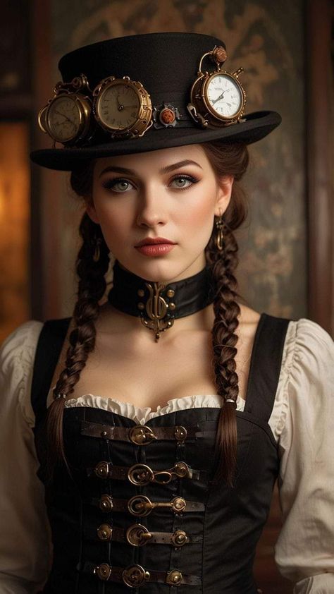 Steam Punk Hairstyles, Steampunk Hairstyles With Hat, Steampunk Makeup Ideas, Modern Steampunk Fashion, Fairy Costume Makeup, Steampunk Makeup, Steampunk Fashion Women, Steampunk Hair, Lady Mechanika