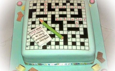 Crossword Cake, Puzzle Cake, 85th Birthday, Mom Party, 80th Birthday Party, Fancy Cakes, 80th Birthday, Crossword Puzzle, Celebration Cakes