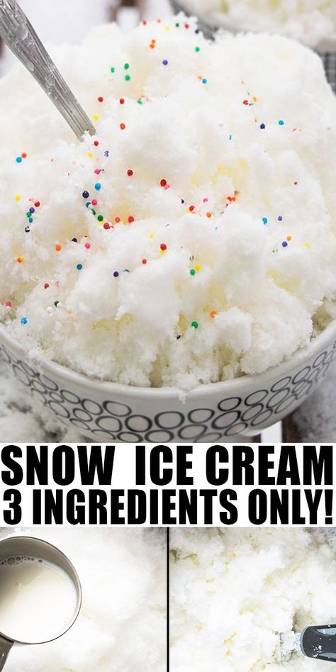 SNOW ICE CREAM RECIPE- Learn how to make quick, easy, diy, best, homemade ice cream with 3 simple ingredients: fresh snow, condensed milk, vanilla. Rich, creamy and many flavor variations possible! From CakeWhiz.com #icecream #dessert #recipes #snow #snack #frozen #vanilla Snow Ice Cream Recipe, Snowcream Recipe, Snow Recipe, Best Homemade Ice Cream, Easy Homemade Ice Cream, Snow Ice Cream, Snow Cream, Pastas Recipes, Dessert Simple