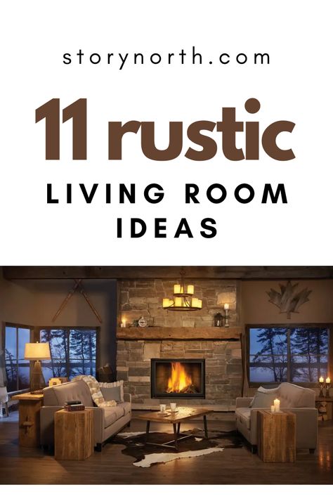 Are you seeking a design that's just rough but natural, aged yet casual for you living room? Rustic design is for you. See our 11 Rustic Living Room. #rusticlivingroom #rustic #livingroom #architecture #interiordesign #homeimprovement #interiordecorating Mountain Theme Living Room Decor, Rustic Home Ideas Living Room, Rustic Nordic Living Room, Rustic Home Decor Living Room Cozy Woods, Rustic Look Living Room, Rustic Living Room Coffee Tables, Rustic Den Decor, Cabin Look Living Room Rustic, Lodge Look Living Room