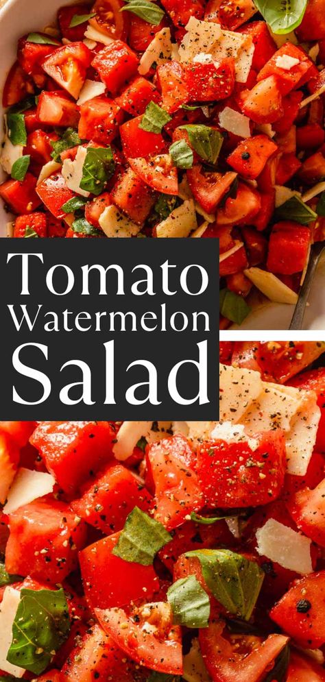 Simple Tomato and Watermelon Salad Interesting Salads, Marinated Watermelon, Sour Cream Potato Salad, Cucumber Watermelon Salad, Sour Cream Potatoes, Watermelon Salad Recipes, Salad Simple, Zesty Salad, Grilled Chicken Tenders