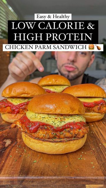 Healthy Chicken Parm Sandwich, Low Calorie Chicken Sandwich, Low Calorie Recipes Lunch, Low Calorie Grilled Chicken, High Protein Sandwiches, Low Calorie Sandwich, Corn Thins, Aussie Fitness, Chicken Parm Sandwich