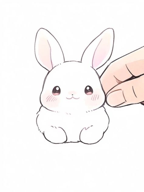 Stuffed Bunny Drawing, Cute Bunny Drawing Kawaii, Kawaii Bunny Drawing, Bunny Head Drawing, Rabbit Cute Drawing, Cute Chibi Bunny, Cute Bunny Sketch, Drawing Of Bunny, Bunny Fursona