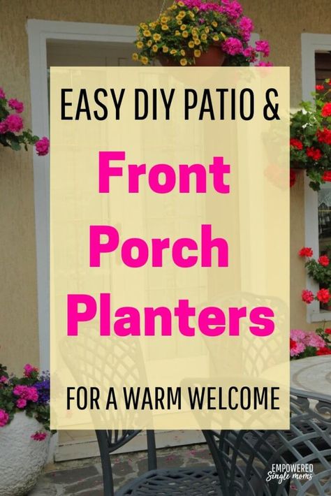 Decorate with these outdoor and front porch DIY ideas. Use the easiest flowers to keep alive all summer. Get ideas for both rustic and elegant planters. Ceramic planters for your front porch table and tall planters for your front door. You will find them all here. #frontporch, Porch Diy Ideas, Front Porch Table, Front Porch Planter Ideas, Front Porch Diy, Tall Planters Front Door, Porch Planter Ideas, Winter Planting, Planters Ceramic, Front Porch Flower Pots