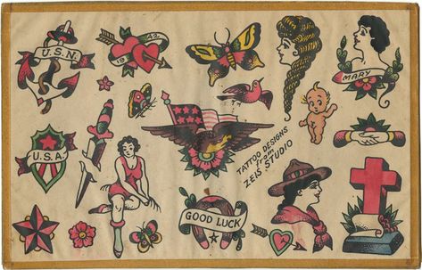 1950s Tattoos, Western Vintage Tattoo, Western American Traditional Tattoo Flash, Milton Zeis Flash, Traditional Western Tattoo Flash, Western Flash, Milton Zeis Tattoo Flash, Vintage Tattoo Flash Sheet, Vintage Tattoo Flash