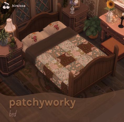 patchyworky bed Sims 4 Beds, Sims 4 Decades Challenge, Sims 4 Bedroom, Sims 4 Mm Cc, Sims 4 Cc Folder, Free Sims, Sims 4 House Design, Casas The Sims 4, Sims 4 Mm