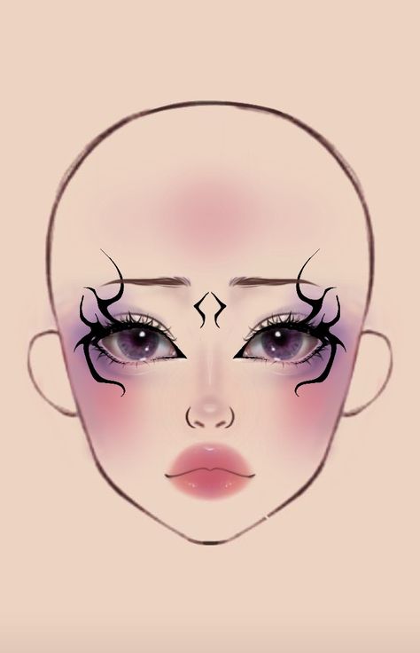 make up, eyeliner Which Make Up For Halloween, Cartoon Makeup Looks, Makeup Looks Drawing, Creepy Clown Makeup, Which Makeup, Makeup Charts, Punk Makeup, Makeup Drawing, Anime Makeup