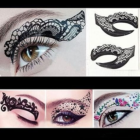 Amazon.com : Eye shadow Tattoo Sticker 20pcs /10 Pairs Temporary Eye Tattoo Makeup Transfer Stickers Eyeliner Eyeshadow Sticker Eyes Makeup Party Lace Stickers on Face : Beauty & Personal Care Make Temporary Tattoo, Eyeliner Stickers, Gym Tank Tops Men, Silver Tattoo, Shadow Tattoo, Party Eyes, Tattoo Paper, Eyeshadow Stick, Image Ideas