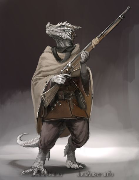 Dragonborn ranger D&d Fighter Gunslinger, Dnd Rifleman, Dnd Explorer, White Kobold, Dnd Gunslinger, Dnd Kobold, Kobold Dnd, Kobold D&d, Quick Sand