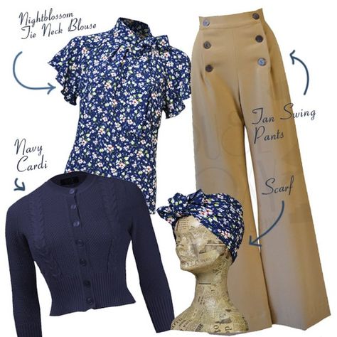 Casual 1930s Outfits, 1940s Outfit Ideas, 1940 Fashion Women 40s Style, Vintage 40s Fashion, 1940’s Outfits, 40s Clothing, Vintage Capsule Wardrobe, 40s Mode, 1940s Fashion Women