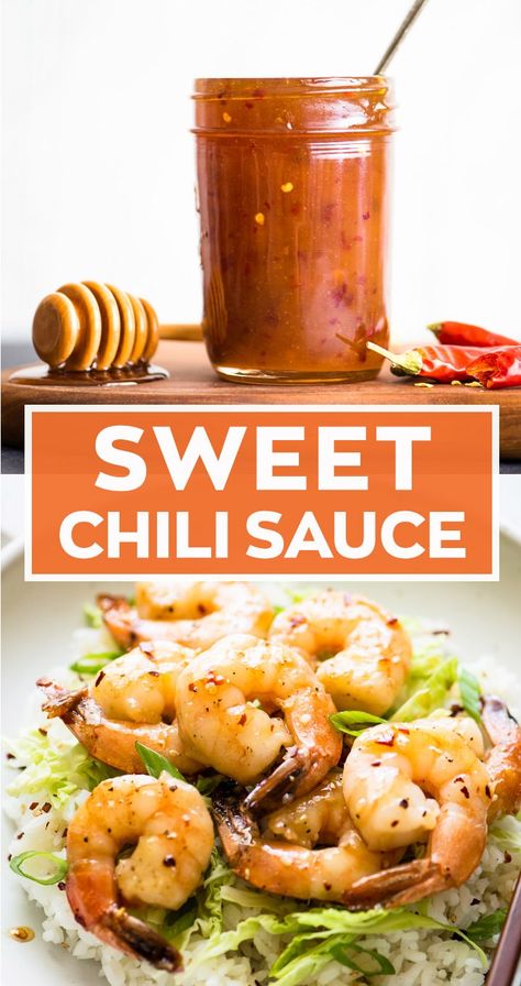 Sweet Chili Sauce - It takes only 6 ingredients and 10 minutes to make; it is made with honey instead of sugar #asianrecipe #chilisauce #sauce #glutenfree Honey Chili Sauce, Homemade Sweet Chili Sauce, Sweet Chili Sauce Recipe, Chili Sauce Recipe, Fried Spring Rolls, Honey Sauce, Healthy Gluten Free Recipes, Sweet Chili Sauce, Simply Recipes