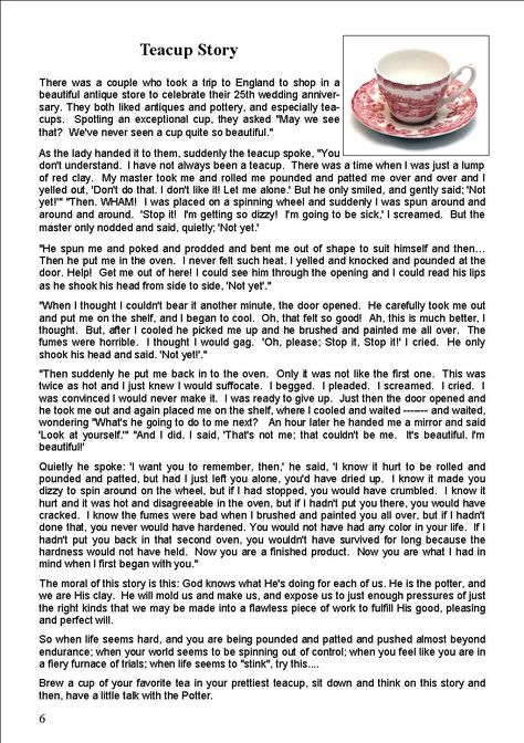 The Basel Christian Church of Malaysia, Sandakan: Teacup Story Tea Cup Devotional, The Tea Cup Story, Teacup Story Printable, The Teacup Story, The Teacup Story Printable, Tea Cup Story Printable, Christian Stories Inspirational, Tea Cup Story, Teacup Story