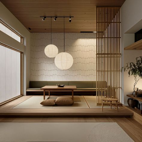 Japandi Tatami Room Japanese Furniture Traditional, Japanese Scandinavian Interior, Japanese Zen Interior, Japandi Style Home, Interior Japanese Style, Japan Interior Design, Tatami Living Room, Japanese Style Bedroom, Japandi House