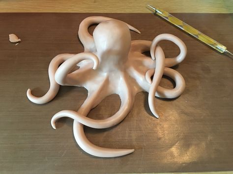 WIP Polymer clay octopus Big Clay Sculpture, Octopus Clay Art, Ceramic Octopus Sculpture, Octopus Sculpture Clay, Air Dry Clay Octopus, Unique Clay Art, Fimo Octopus, Polymer Octopus, Octopus Clay Sculpture