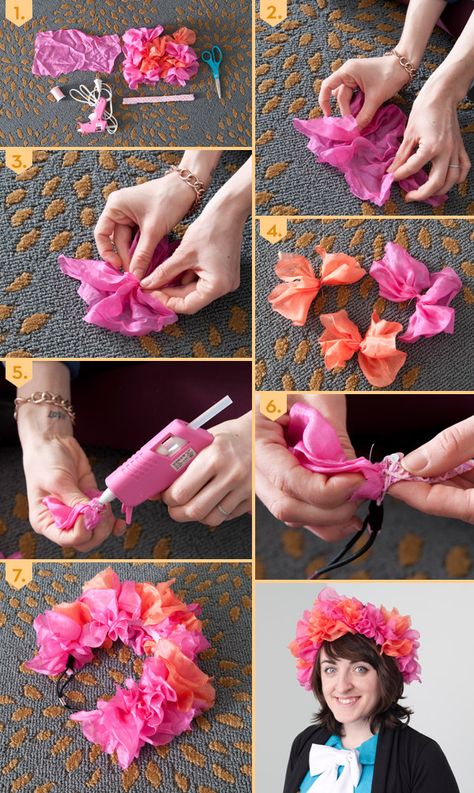 Headband Diy, Flower Costume, Headpiece Diy, Simple Headbands, How To Make Headbands, Do It Yourself Crafts, Diy Headband, Floral Headbands, Sewing Skills