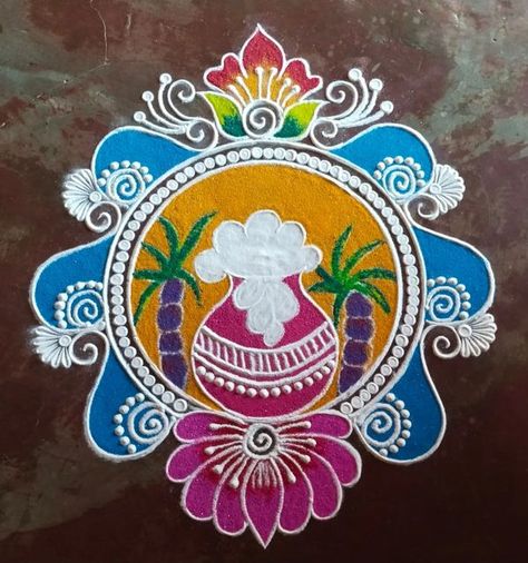 Pongal Muggulu, பொங்கல் கோலம், Sankranti Muggulu, Door Rangoli, Rangoli Photos, Pongal Rangoli, Pongal Kolam, Muggulu Designs, Rangoli Designs Simple Diwali