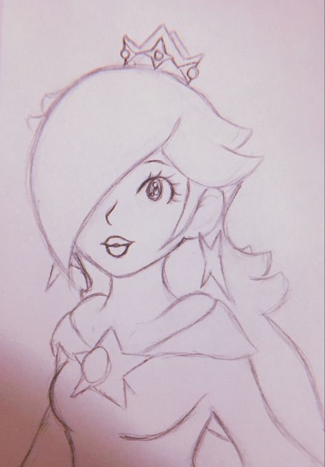 Princess Peach Sketch Art, Rosalina Drawing Easy, Princess Peach Drawing Easy, Princess Peach Sketch, Rosalina Drawing, Princess Peach Drawing, Elsa Drawing, Sketchbook Ideas Inspiration, Princess Sketches