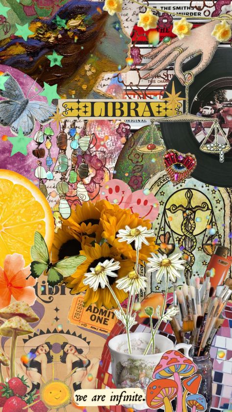 #colorful #collageart #whimsical #art #libra #inspiredby #floral #flowers #vintage Libra Collage, Libra Wallpaper, Libra Art, Cute Text Quotes, Wreck This Journal, Edgy Wallpaper, Flowers Vintage, After Baby, Original Card