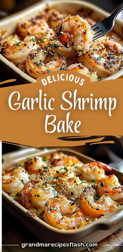 This Garlic Parmesan Baked Shrimp recipe is a quick, healthy, and delicious dish perfect for weeknight dinners or special occasions. Ready in just 15 minutes, these baked shrimp are packed with garlic, Parmesan, and a zesty lemon flavor. Serve it as an appetizer, over pasta, or with a fresh side salad. New Healthy Dinner Ideas, Garlic Shrimp Bake, Bake Fish Dinner Ideas, Shrimp Recipes Side Dish, Shrimp For Lunch, Cooked Salad Shrimp Recipes, Dinner Ideas With Shrimp And Potatoes, Ribs And Shrimp Dinner, Simple Shrimp Dishes