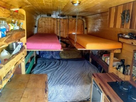 DIY Family Campervan Floating Bunk Beds. – undercover hippy bus Floating Bunk Beds, Camper Bunk Bed Ideas, Camper Bunk Beds, Hippy Bus, Campervan Bed, Camper Beds, Van Bed, Kombi Motorhome, Small Camper