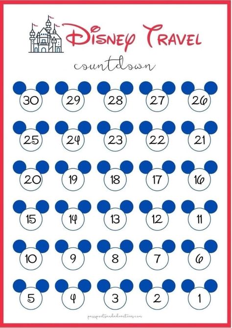 Disney Countdown Calendar Printable, Disney Countdown Printable, Disney Planning Printables, Disney Countdown Calendar, Disneyland Countdown, Disney Itinerary, Countdown Calendar Printable, Disney Calendar, Disney Coloring Sheets