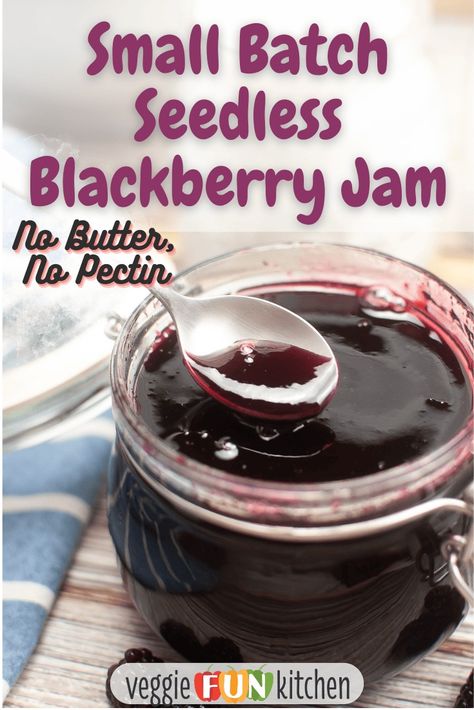 Indulge in the rich, velvety texture of our small batch seedless blackberry jam, a luscious spread that captures the essence of ripe, juicy blackberries in every spoonful. Crafted with meticulous care, this vegan delight is free from any animal products ensuring that the pure, fruit-forward flavor shines through without the use of butter. We've harnessed the natural thickness of blackberries to create a perfectly set jam without the need for pectin, offering you a cleaner, more intense berry tas Blackberry Jam No Pectin, Seedless Blackberry Jam, Blackberry Jam Recipes, Lemon Juice Uses, Vegan Recipes Beginner, Berry Jam, Blackberry Jam, Fun Kitchen, Jam And Jelly