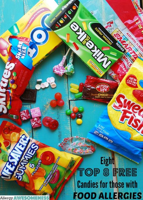 Eight Top-8 Free Candies! Safe Candy for Food Allergies from AllergyAwareness.com (Gluten, wheat, dairy, egg, soy, fish, shellfish, peanut and tree nut free!) Allergy Free Candy, Peanut Free Candy, Nut Free Candy, Soy Fish, Class Rewards, Nut Free Snacks, Nut Allergy, Peanut Allergy, Allergy Free Recipes