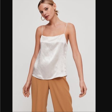 Babaton Benji Camisole Satin Camisole, Aritzia Tops, Square Necklines, Square Neckline, Champagne, Satin, Square, Outfit Inspo, Plus Fashion