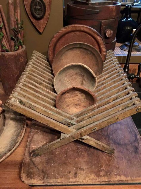 *** Wooden Dish Rack, Primitive House, Plate Rack, Bread Bowl, Prim Decor, Primitive Furniture, Primitive Kitchen, Dish Rack, Primitive Farmhouse