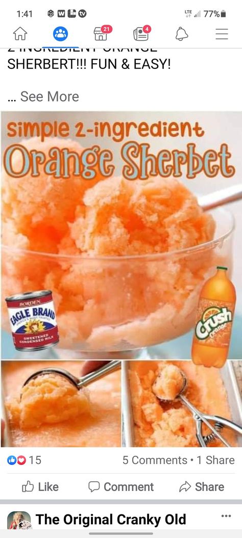 Orange Sherbet Recipe, Food Random, Sherbet Recipes, Orange Ice Cream, Orange Sherbert, Easy Ice Cream, Orange Sherbet, Orange Soda, Orange Recipes