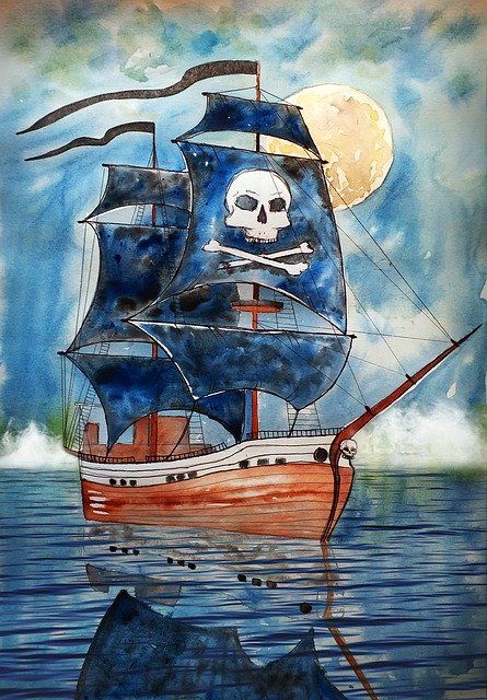 Imagen gratis en Pixabay - Piratas De La, El Barco Pirata Pirate Ship Drawing, Beach Sunset Painting, Hd Wallpaper Android, Ship Drawing, Jolly Roger, Sunset Painting, Pirate Ship, Hand Embroidery Patterns, Water Resistant Fabric