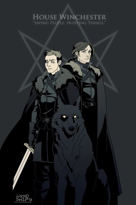 Supernatural Game of Thrones Crossover. The House of Winchester Cain Supernatural Fan Art, Sam Supernatural, Supernatural Cartoon, Love Fanart, Supernatural Fanart, Supernatural Drawings, Supernatural Comic, Arte Nerd, Supernatural Fan Art