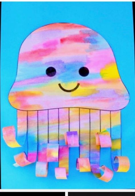 Watercolour Jellyfish, 7 Elements Of Art, Art Rubric, J Craft, Watercolor Jellyfish, Preschool Art Projects, Jellyfish Craft, Child Life Specialist, Jellyfish Art