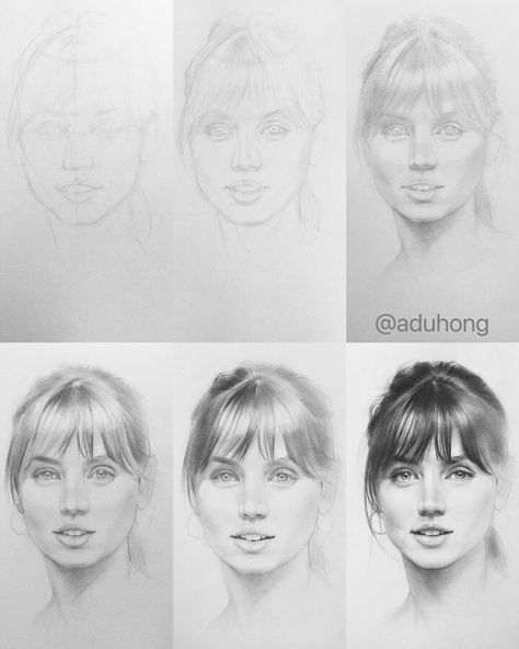 Progression Pencil Portrait Drawing Tutorial. Drawing Short Hair, Portrait Drawing Tutorial, Short Hair Tutorials, Portraits Drawing, Portrait Tutorial, Pencil Portrait Drawing, Drawing Tutorial Face, Pencil Sketch Images, Portrait Vintage