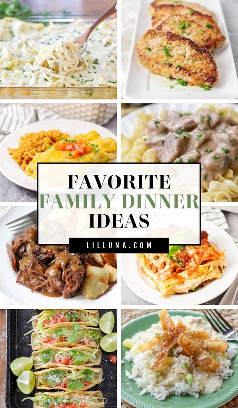 These family dinner ideas will bring your family together to eat, talk, laugh, and build relationships! All you need is good food and the ones you love. #familydinner #dinner #dinnerideas #dinnerrecipes #easydinners What's For Dinner Tonight, Something Different For Dinner, Lush Desserts, Family Dinner Menu, Simple Family Meals, Family Dinner Ideas, Dinner For 2, Family Style Dinner, Favorite Recipes Dinner