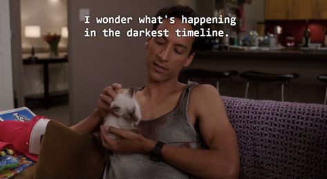 i wonder whats happening in the darkest timeline, abed nadir, nbc community Community Tv Quotes, Nbc Community, Sitcom Quotes, Sitcoms Quotes, Abed Nadir, Tv Show House, Community Tv Show, Danny Pudi, Cheese Whiz