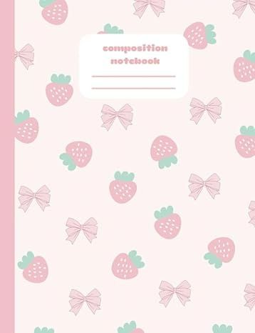 Composition Notebook: Cute Kawaii Strawberry Pattern, Wide Ruled Paper for School or Journaling: Studio, Yarrow Design: Amazon.com: Books Kawaii Book Cover, Folder Design Ideas, Cute Notebook Covers, Princess School, Goodnotes Cover, Kawaii Notebook, Kawaii Strawberry, Notebook Cute, School Bag Essentials