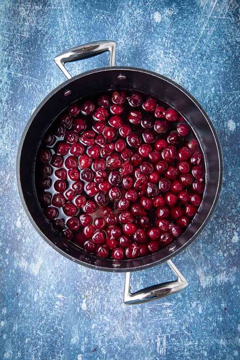 Learn how to make Amaretto cherries in this recipe. Its not just for Amaretto recipe also works with rum, cointreau and other types of alcohol. It is best served with vanilla ice cream. Perfect for the holidays or any season! |how to make boozy cherries |best boozy desserts| how to make amaretto cherries| #cherryrecipes #desserts Homemade Cherry Pie Filling Fresh, Cherry Pie Fresh Cherries, Fresh Cherry Pie Filling Recipes, How To Make Cherry Pie Filling, Homemade Cherry Pie Filling, Cinnamon Bake, Fresh Cherry Pie, Homemade Cherry Pie, Cherry Pie Filling Recipes