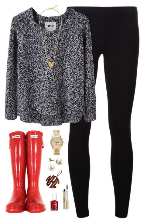 "gray, rainy days call for bright boots" by classically-preppy ❤ liked on Polyvore featuring James Perse, Acne Studios, Hunter, Michael Kors, Elizabeth Arden, Essie and C. Wonder Red Hunter Boots Outfit Fall, Red Hunter Boots Outfit, Hunter Boots Outfit Fall, Boots Outfit Fall, Rainy Day Outfit For Spring, Red Hunter Boots, Hunter Boots Outfit, Adrette Outfits, Red Hunter