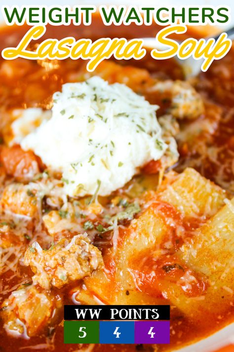 Ww Lasagna Soup Weight Watcher Recipes, Lasagna Soup Crockpot Skinnytaste, Weight Watchers Tomato Soup, Low Cal Lasagna Soup, Optavia Lasagna Soup, Ww Lasagna Soup, Weight Watchers Crockpot Lasagna, Weight Watcher Soup Recipes, High Protein Lasagna Soup