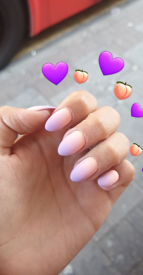 Peach Purple Ombre Nails, Purple Peach Nails, Peach Purple Nails, Peach And Lilac Nails, Lavender And Peach Nails, Peach And Purple Nails, Peach Ombre Nails, Gel Ombre, Nails Extension