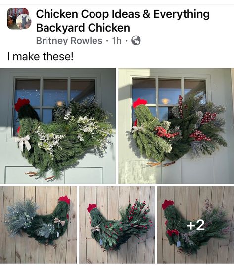 Chicken Wreath Diy, Chicken Wreath, Christmas Chicken, Wreath Diy, Crafty Projects, Chickens Backyard, Chicken Coop, Diy Wreath, Coop