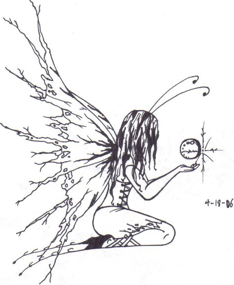 Fairy Sitting With An Orb O.o by the-dork-of-doom on DeviantArt Fairy Figure Drawing, Magic Orb Drawing, Dark Fairy Illustration, Fairy Sitting Drawing, Sitting Fairy Tattoo, Fairy Line Drawing, Dark Fairy Drawing, Fairy Line Art, Dark Fairy Tattoo