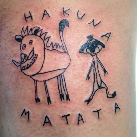 Hakuna Matata Tattoo, Tattoo Memes, Terrible Tattoos, Horrible Tattoos, Ignorant Style Tattoo, Boys With Tattoos, No Regrets Tattoo, Optical Illusion Tattoo, Ghibli Tattoo