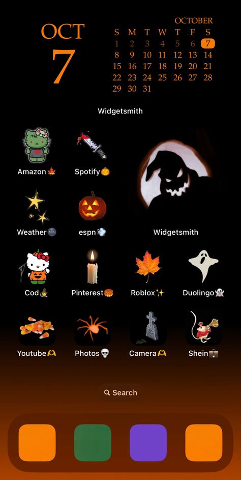 Ios 17 iphone homescreen layout #fall #widgetsmith Halloween Phone Layout Ideas, Halloween Widgets Aesthetic Iphone, Cute Halloween Wallpapers For Phone, Fall Themed Iphone Wallpaper, Halloween Wallpaper Layout, Homescreen Layout Halloween, Phone Themes Halloween, Halloween Phone Theme Ideas, Halloween Layout Iphone