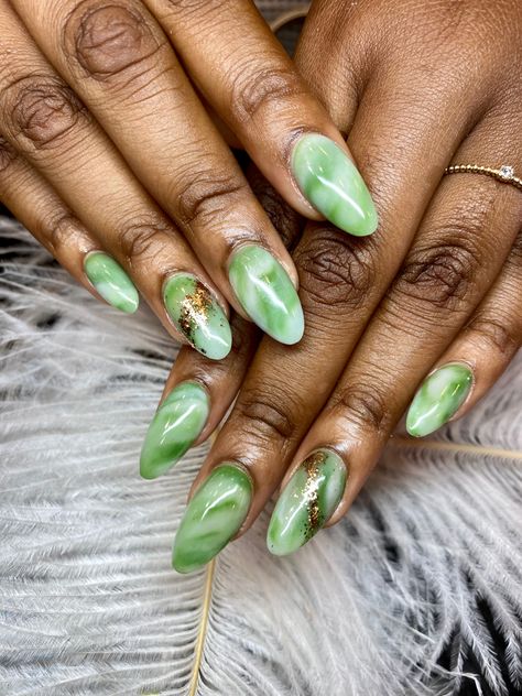 Jade Acrylic Nails, Green Nails Almond, Nails Almond, Green Nails, Almond Nails, Swag Nails, Acrylic Nails, Almond, Jade