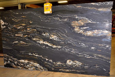 Black Quartz With Gold Veining, Slab Cabinets, Quartzite Countertops, Black Quartz, Black Granite, Kitchen Inspo, Granite Counters, Marble Granite, Marble Countertops