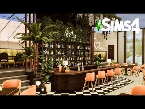 The Cassia | Restaurant Sims 4 Romantic Restaurant, Sims 4 Fancy Restaurant, Sims 4 Bar Ideas, Fancy Restaurant Exterior, Restaurant Sims 4, Sims 4 Restaurant, Sims 4 Speed Build, Spanish Restaurant, Sims Ideas